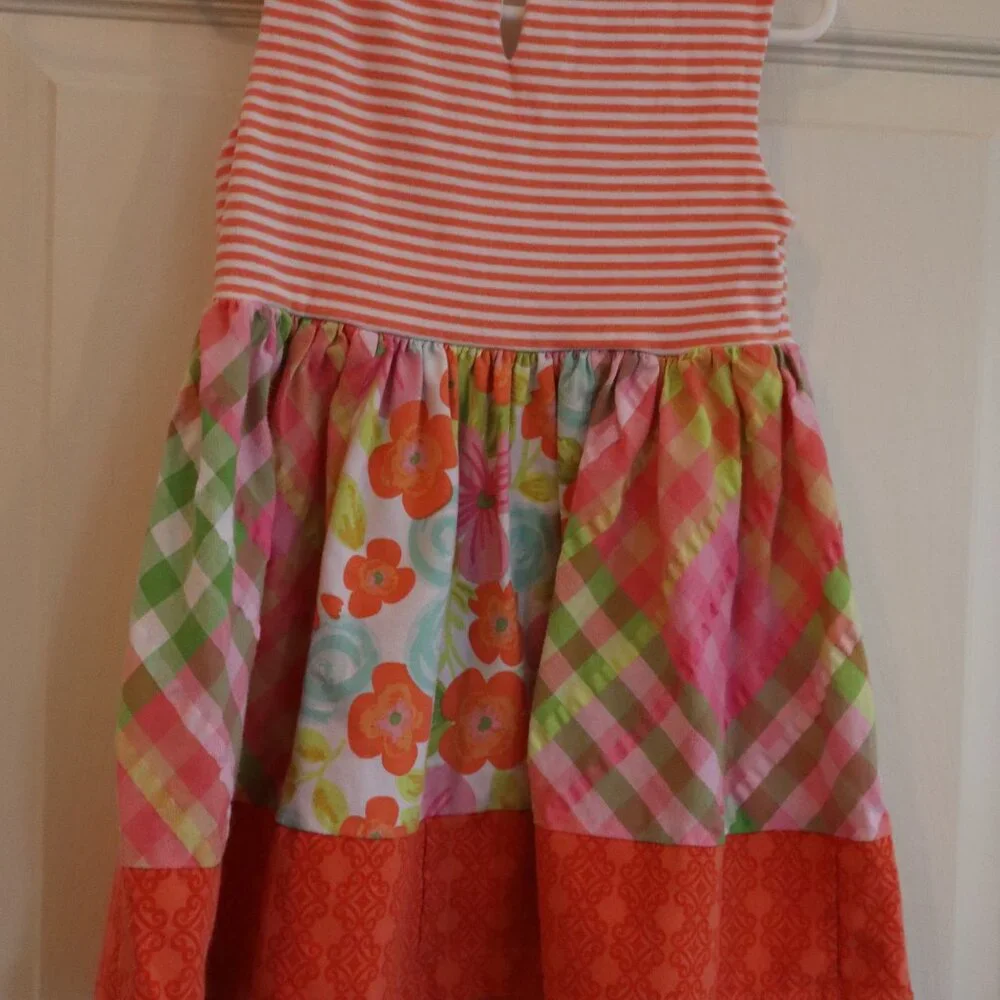 Bonnie Jean 4T Girls Dress Orange with stripes and floral patterns